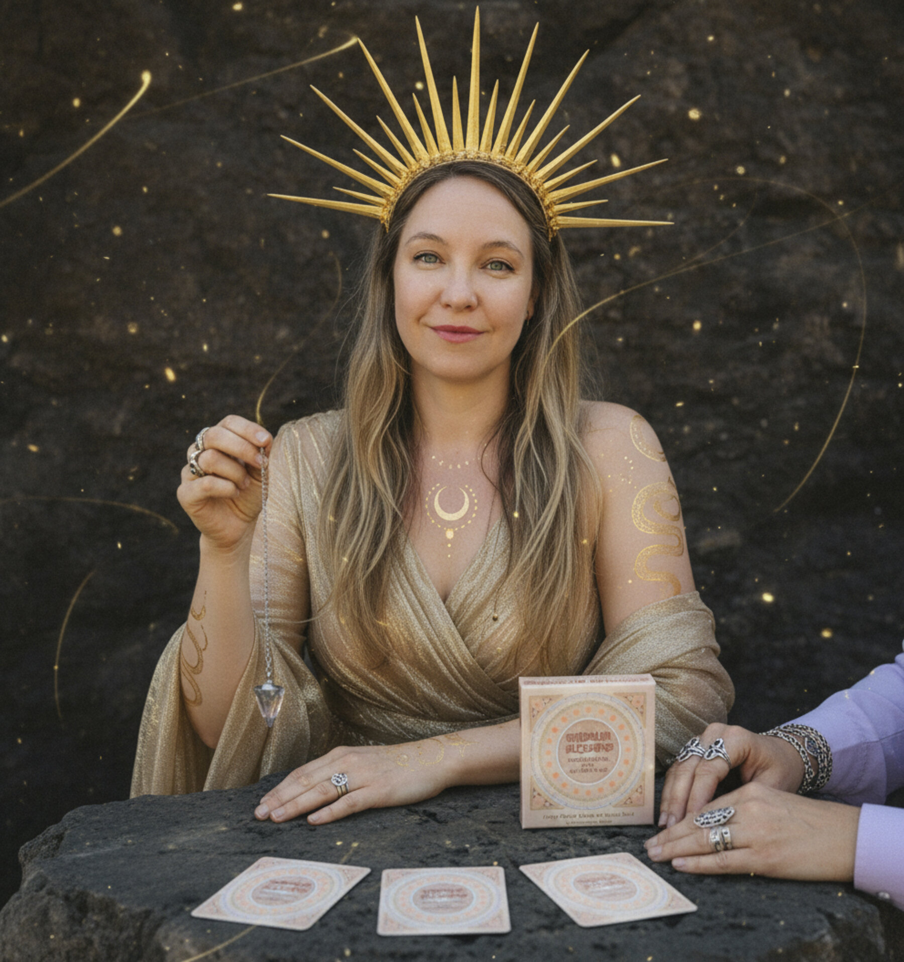 Gurudarshan Khalsa with the Kundalini Blessings oracle deck